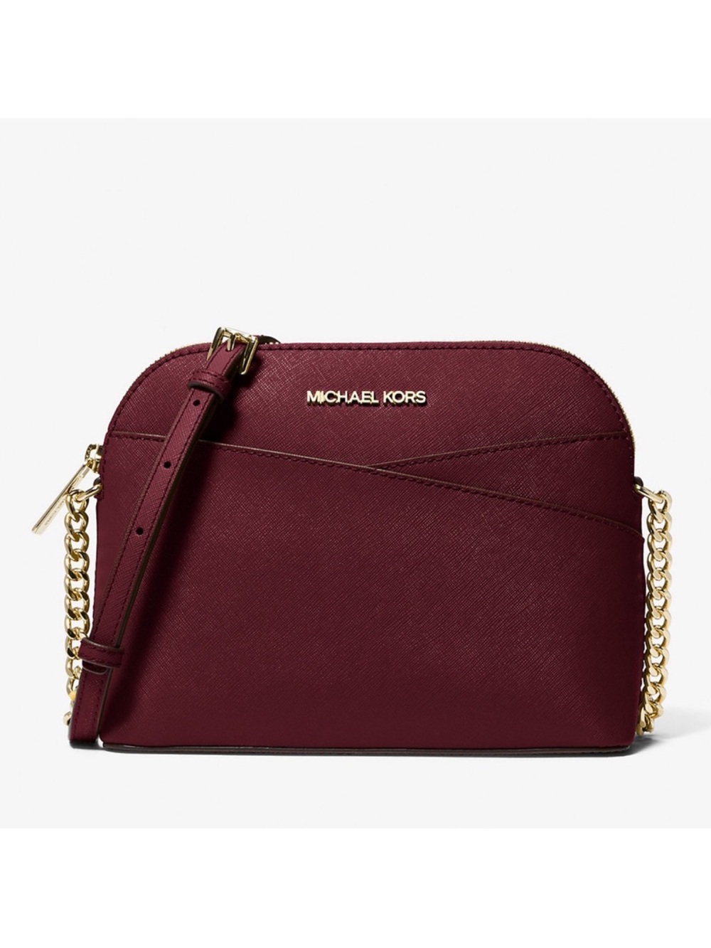 Michael Kors jet  Set Travel Medium Dome crossbody in Oxblood Leather with Gold
